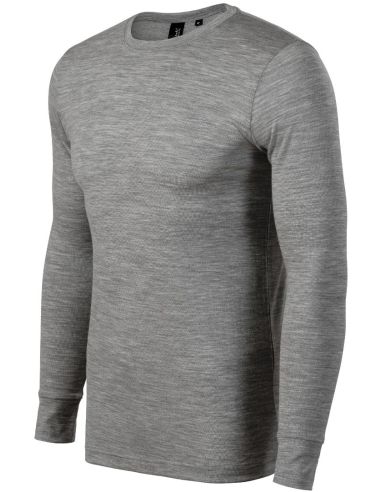 Tričko pánske Merino Rise LS 159 tmavosivý melír