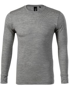 Tričko pánske Merino Rise LS 159 tmavosivý melír 2