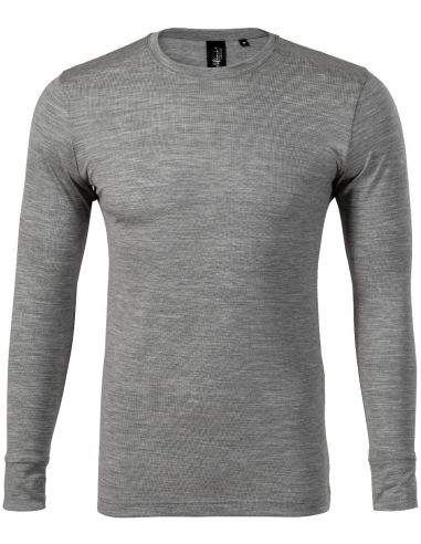 Tričko pánske Merino Rise LS 159 tmavosivý melír