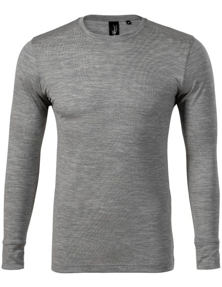 Tričko pánske Merino Rise LS 159 tmavosivý melír