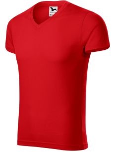 Tričko pánske Slim Fit V-neck 146 červená