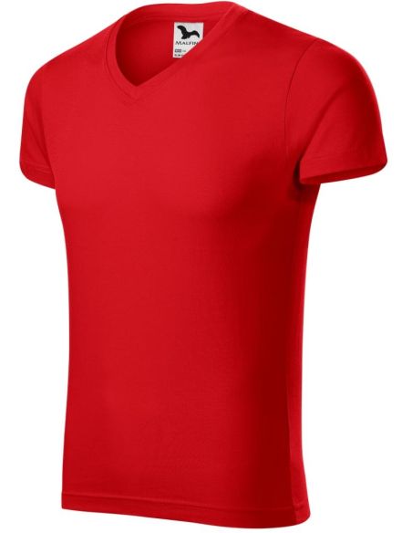 Tričko pánske Slim Fit V-neck 146 červená