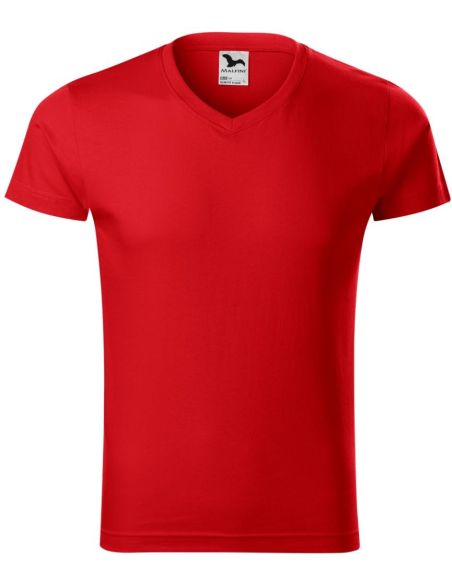 Tričko pánske Slim Fit V-neck 146 červená