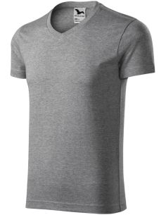 Tričko pánske Slim Fit V-neck 146 tmavosivý melír