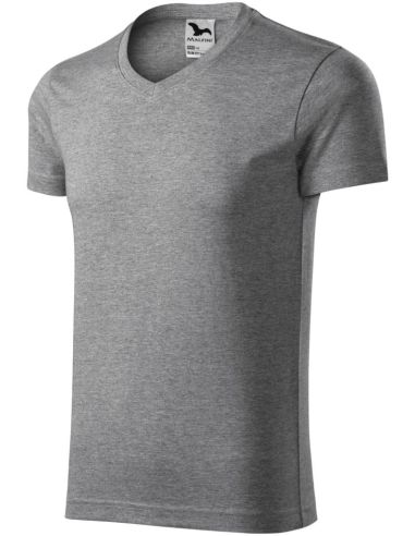 Tričko pánske Slim Fit V-neck 146 tmavosivý melír