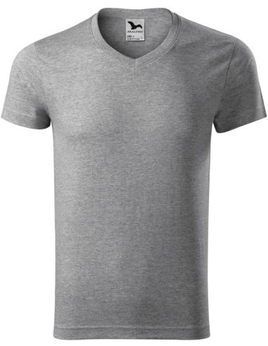 Tričko pánske Slim Fit V-neck 146 tmavosivý melír