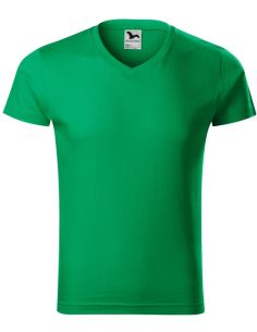 Tričko pánske Slim Fit V-neck 146 trávová zelená 2