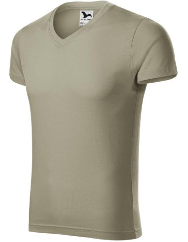 Tričko pánske Slim Fit V-neck 146 svetlá khaki