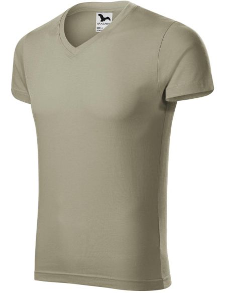 Tričko pánske Slim Fit V-neck 146 svetlá khaki