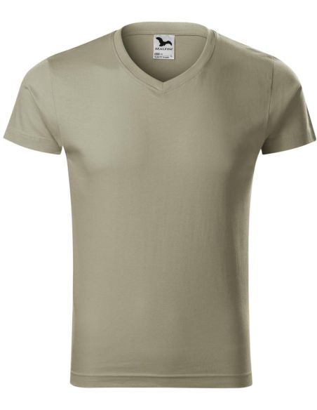 Tričko pánske Slim Fit V-neck 146 svetlá khaki