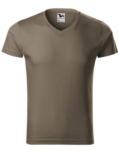 Tričko pánske Slim Fit V-neck 146 army