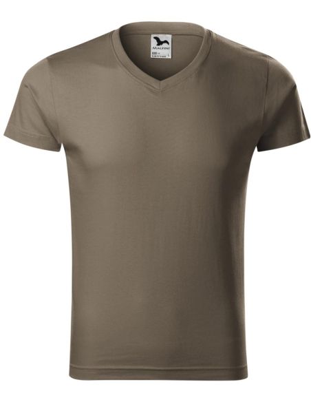 Tričko pánske Slim Fit V-neck 146 army