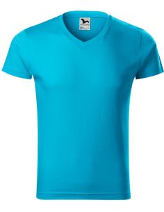 Tričko pánske Slim Fit V-neck 146 tyrkysová 2