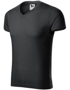Tričko pánske Slim Fit V-neck 146 ebony gray