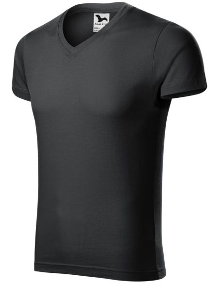 Tričko pánske Slim Fit V-neck 146 ebony gray