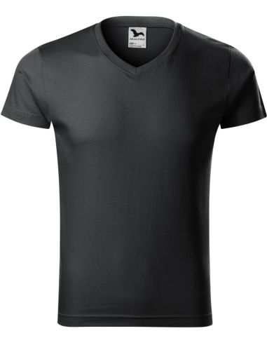 Tričko pánske Slim Fit V-neck 146 ebony gray