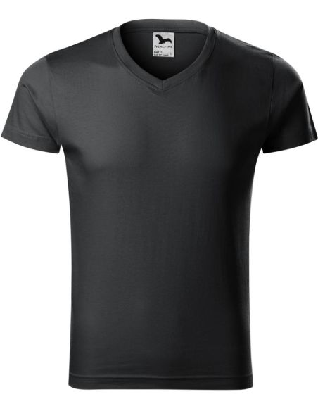 Tričko pánske Slim Fit V-neck 146 ebony gray