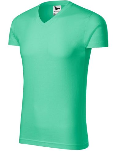 Tričko pánske Slim Fit V-neck 146 mätová