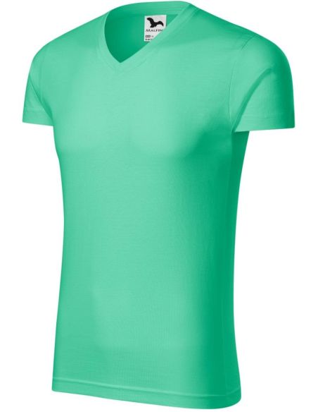 Tričko pánske Slim Fit V-neck 146 mätová