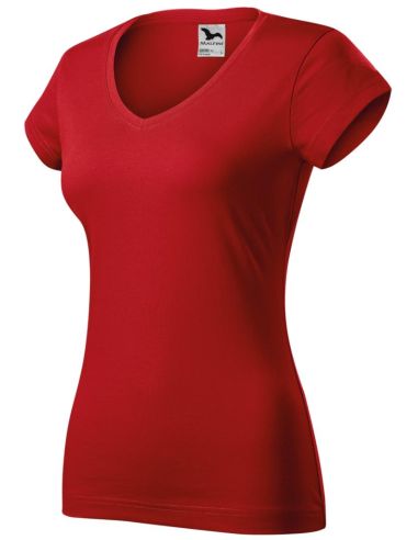 Tričko dámske Fit V-neck 162 červená