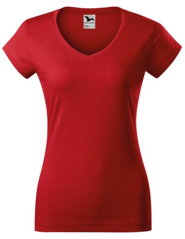 Tričko dámske Fit V-neck 162 červená