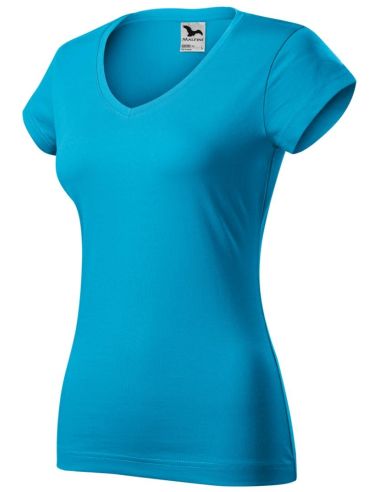 Tričko dámske Fit V-neck 162 tyrkysová