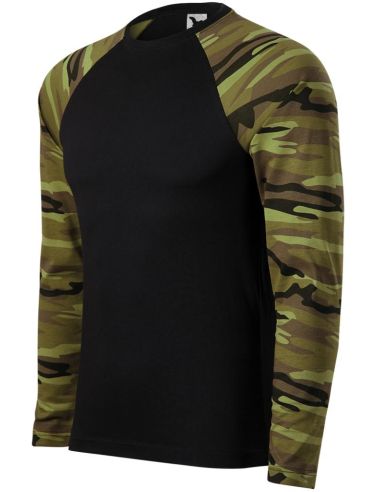 Tričko unisex Camouflage LS 166 camouflage green