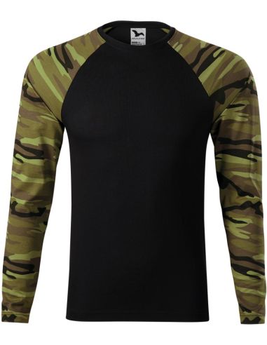 Tričko unisex Camouflage LS 166 camouflage green