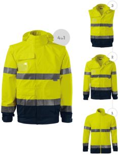 Bunda unisex HV Guard 4 in 1 5V2 fluorescenčná žltá 2