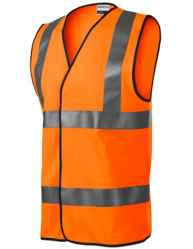 Bezpečnostná vesta unisex HV Bright 9V3 fluorescenčná oranžová