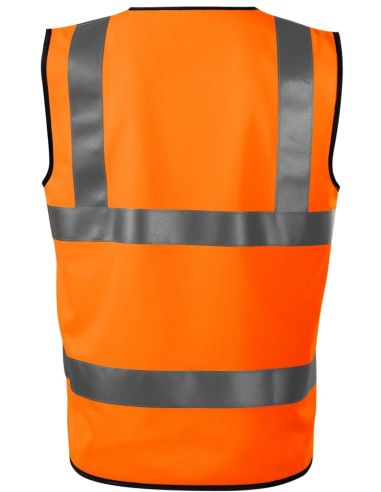 Bezpečnostná vesta unisex HV Bright 9V3 fluorescenčná oranžová