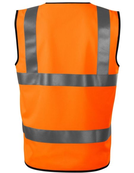 Bezpečnostná vesta unisex HV Bright 9V3 fluorescenčná oranžová