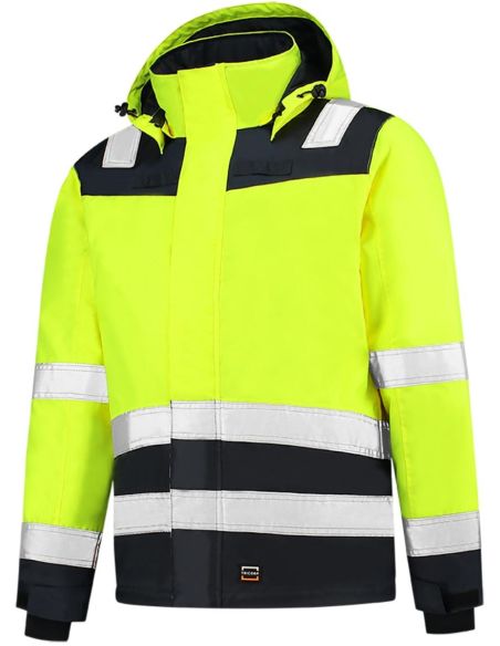 Pracovná bunda unisex Midi Parka High Vis Bicolor T51 fluorescenčná žltá