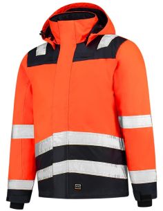 Pracovná bunda unisex Midi Parka High Vis Bicolor T51 fluorescenčná oranžová