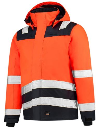 Pracovná bunda unisex Midi Parka High Vis Bicolor T51 fluorescenčná oranžová