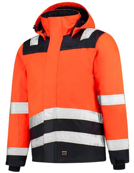 Pracovná bunda unisex Midi Parka High Vis Bicolor T51 fluorescenčná oranžová